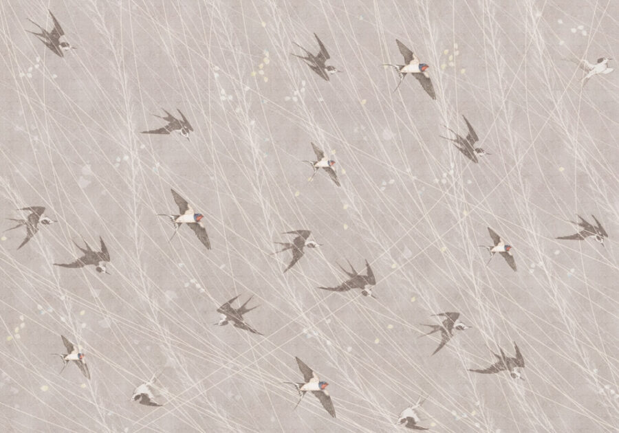Fototapete mit ornithologischem Motiv in Grau Schwalben im Flug - Bild Nummer 2