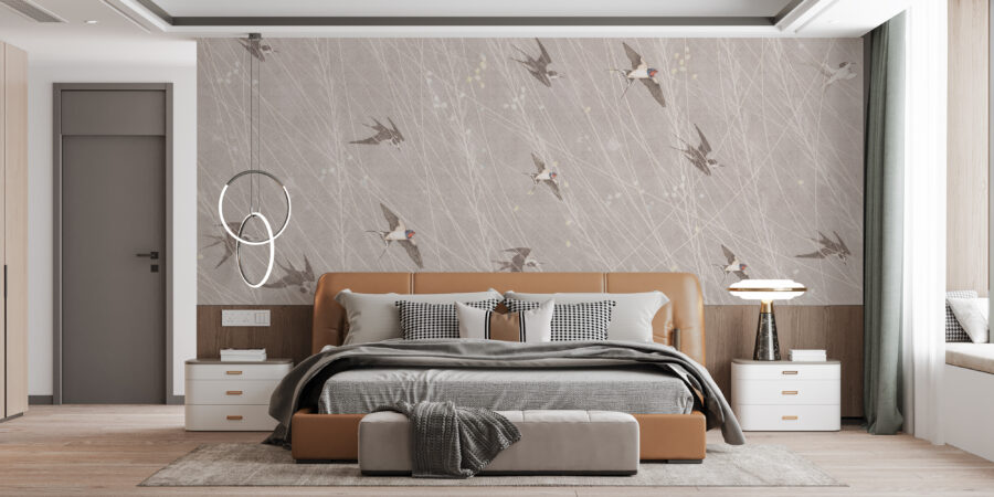 Ornithologisches Wandbild in Grau Schwalben im Flug - Hauptproduktbild