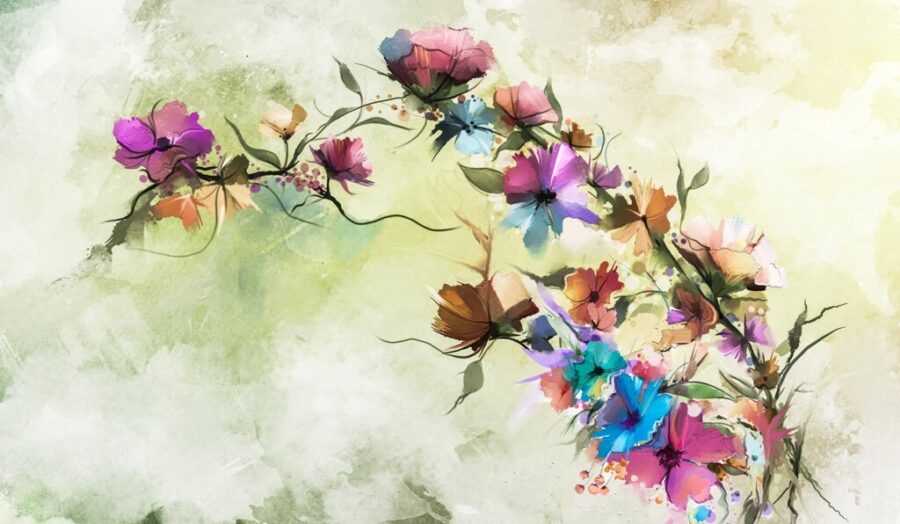 Fototapete mit einem Motiv aus bunten Wildblumen in verschiedenen Farben Flowered Meadow - Bild Nummer 2