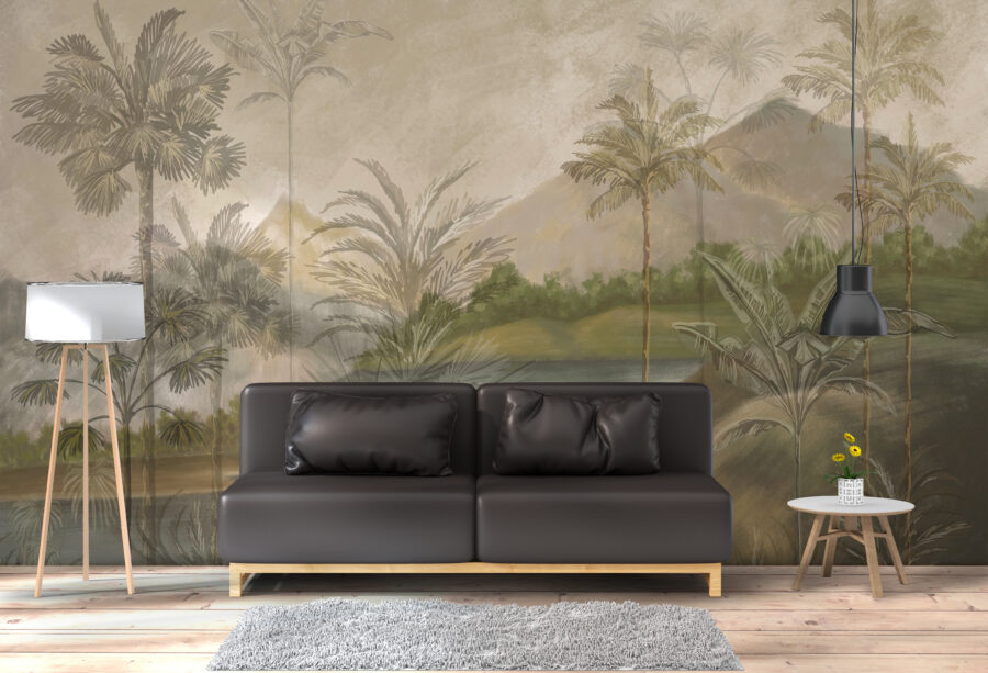Tropische Landschaft Wandbild hinter dem Nebel Green Mountains - Hauptproduktbild