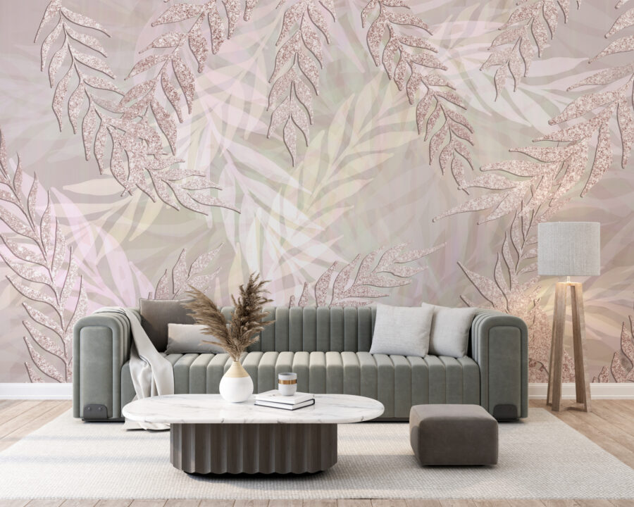 Fototapete mit zartem Blumenmotiv in sanften Farben und Reflexen Shiny Pink - Hauptproduktbild