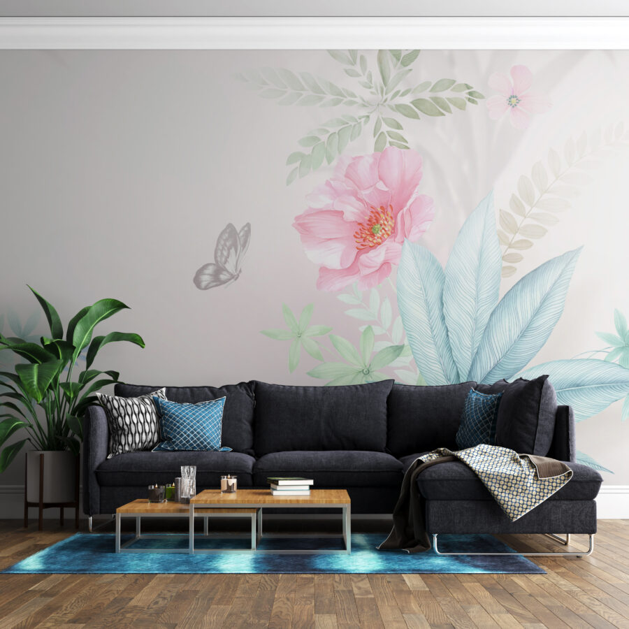 Fototapete in eleganten und subtilen Tönen ideal für das Wohnzimmer Zarte Blume - Hauptproduktbild