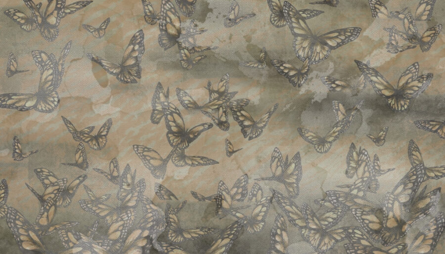 Wandbild mit der abgenutzten und verblichenen Stofftextur von Schmetterlinge im Flug - Bild Nummer 2