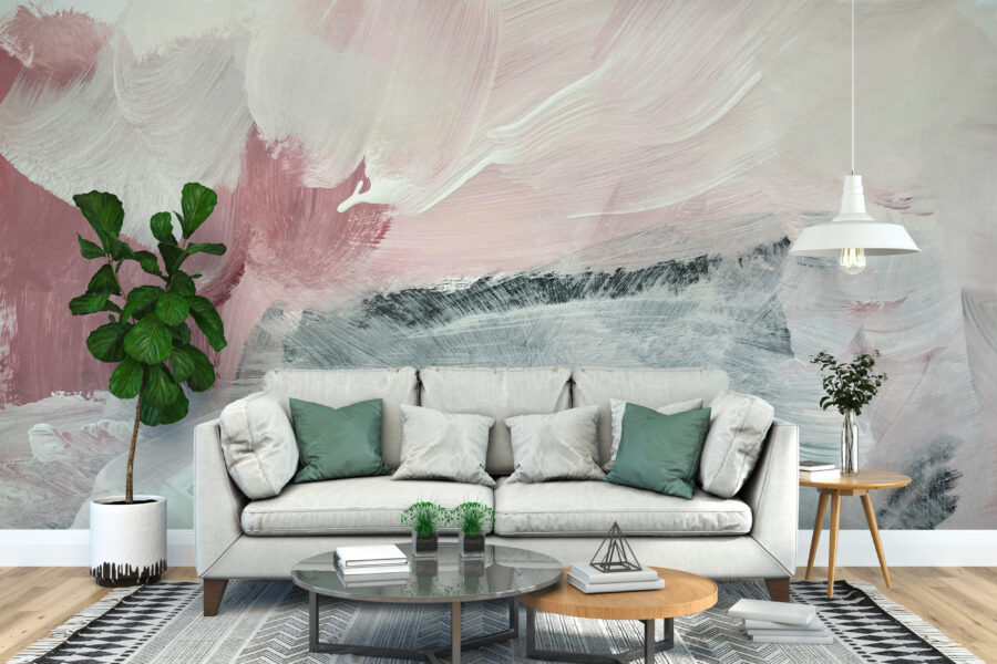 Wandbild in sanften Farben und abstrakten Formen Brush Painted - Hauptproduktbild