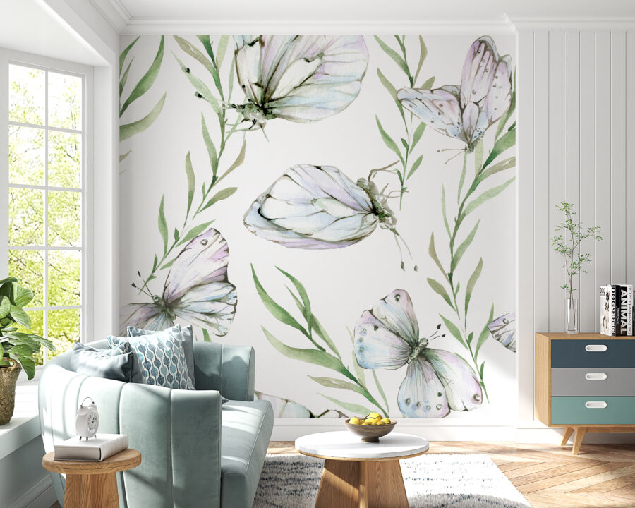 Wandbild in sanften Pastellfarben, ideal für jedes Interieur Schmetterlingswand - Hauptproduktbild
