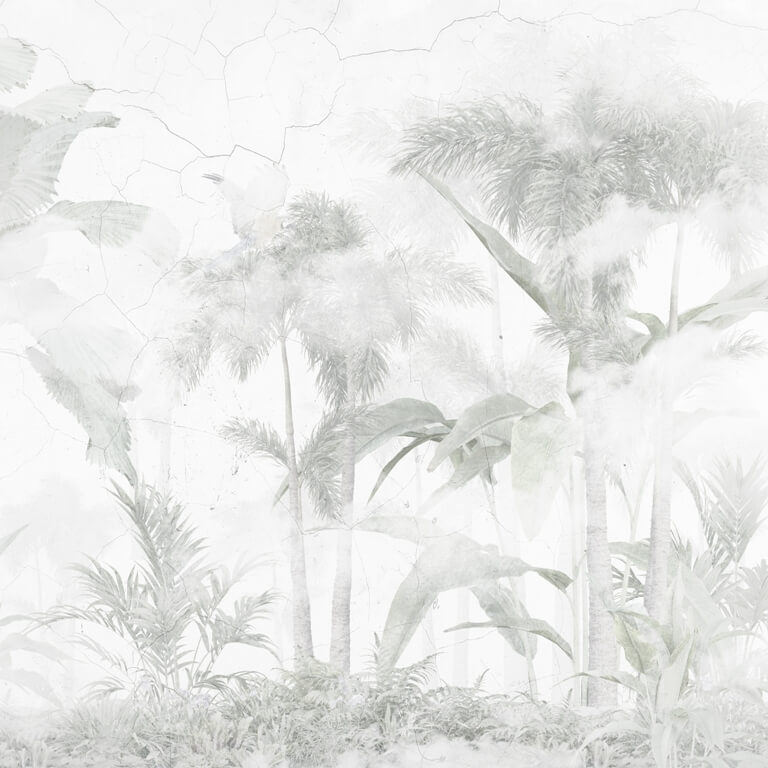 Fototapete in Grautönen mit tropischem Motiv Faded Jungle - Bild Nummer 2