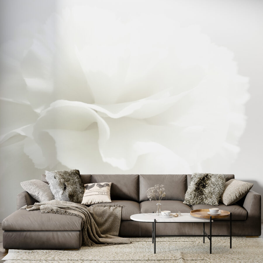 Fototapete mit Blumenmotiv in vergrößerten, stilvollen und zeitlosen Farben Weiße Blume - Hauptproduktbild