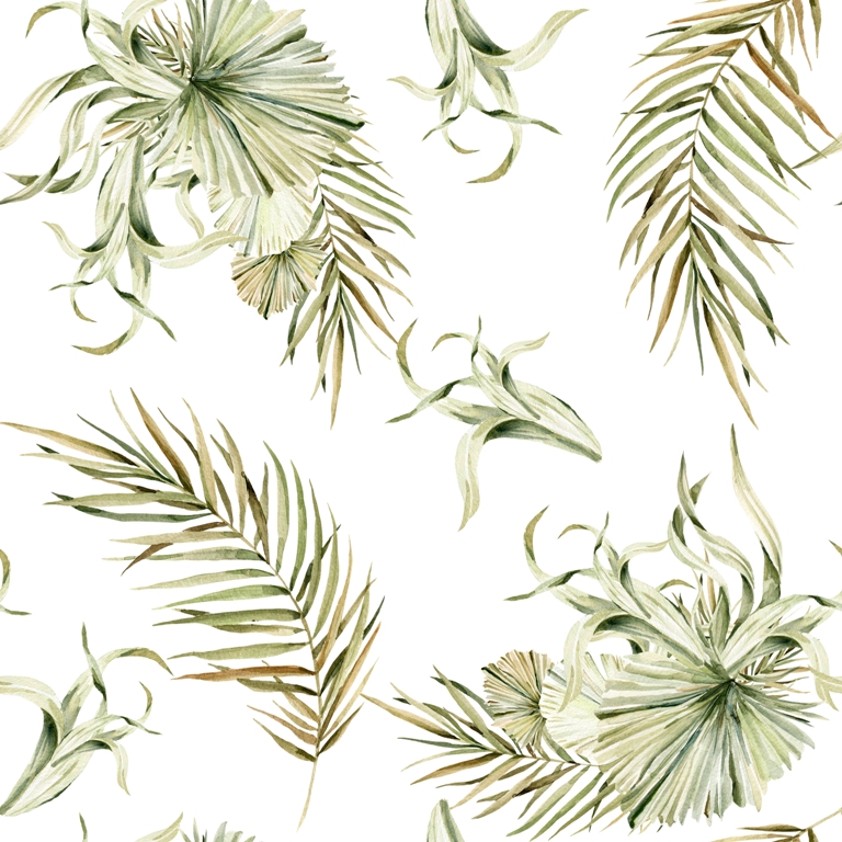 Fototapete im minimalistischen Stil mit tropischem Blumenmotiv Grüne Palme - Bild Nummer 2
