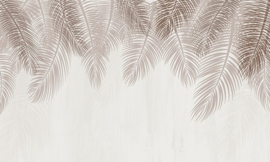 Fototapete mit minimalistischem Blattmotiv in sanften Brauntönen Chocolate Fern Leaves - Bild Nummer 2