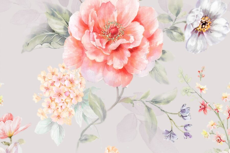 Fototapete mit einem einzigen Blumenmotiv, ideal für warme Innenräume Zarte rosa Blume - Bild Nummer 2