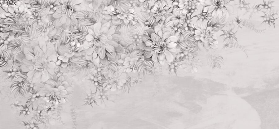 Fototapete mit Blumenmotiv in Grautönen, ideal für elegante Räume Blumen Grau - Bild Nummer 2