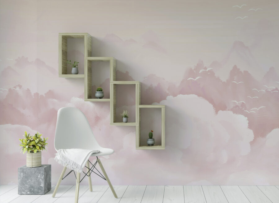 Fototapete perfekt für das Zimmer eines kleinen Mädchens Pink Clouds - Hauptproduktbild