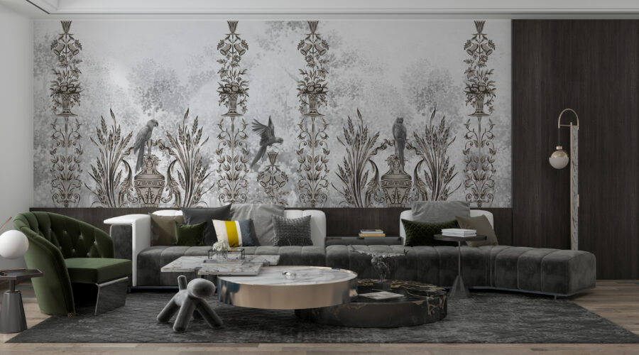 Wandbild in Form einer modernen Grafik, die sich auf alte florale Muster bezieht Elegantes Motiv - Hauptproduktbild