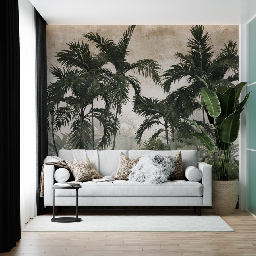 Fototapete mit Palmen, die an einen heißen Inselurlaub erinnern Green Exotics - Hauptproduktbild