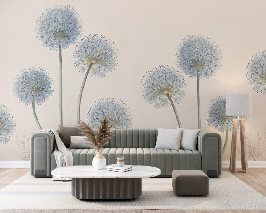 Universelle Fototapete mit Blumenmotiv elegant und minimalistisch Blue Blowers - Hauptproduktbild