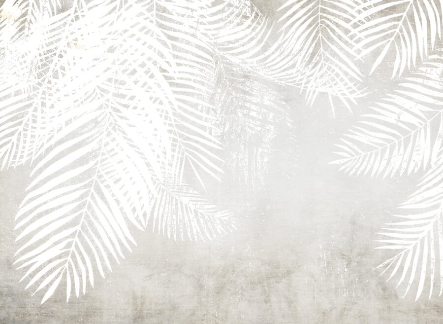 Fototapete im skandinavischen Stil in Weiß und Grau, perfekt für jeden Raum Palm Leaves White - Bild Nummer 2