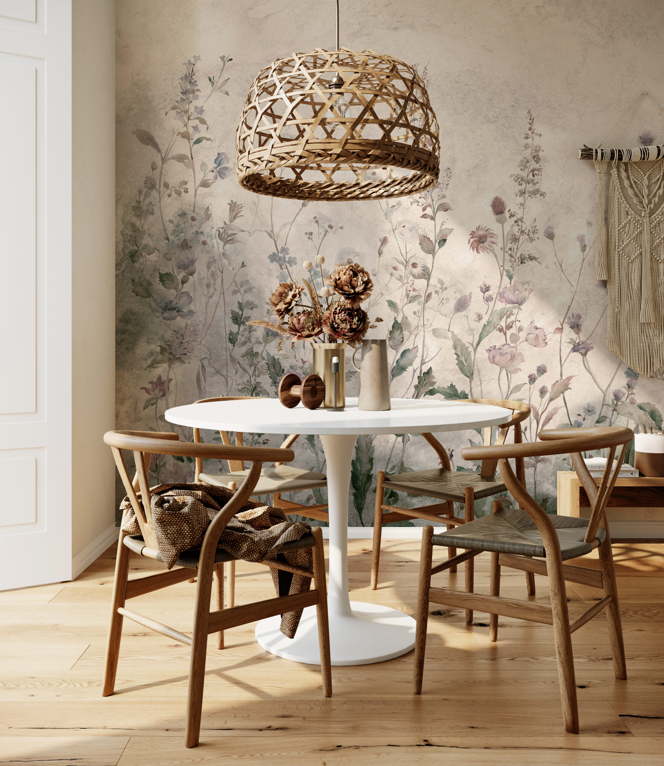 Luftige Blumen in Beigetönen