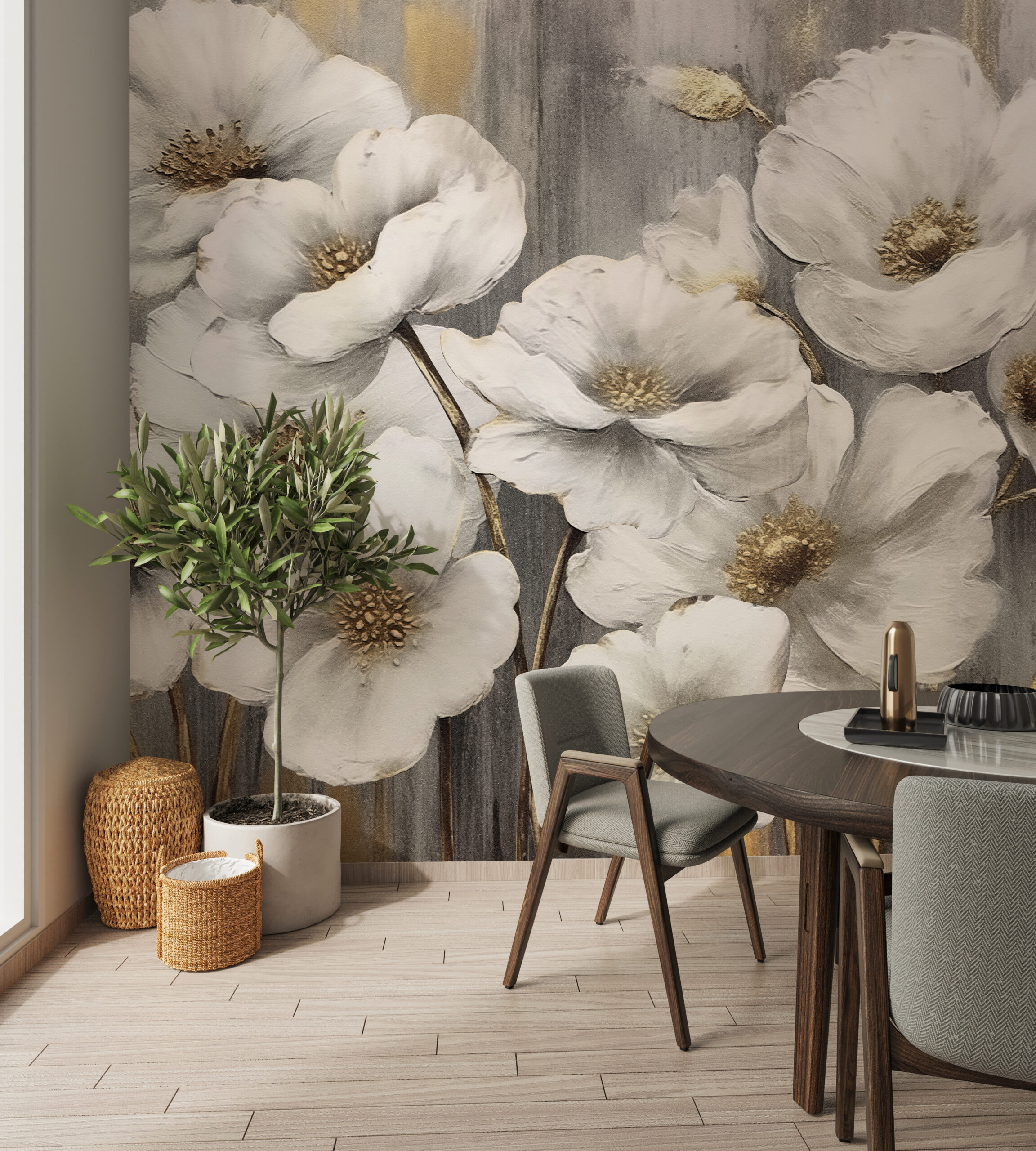 Fototapete Weiße Mohnfelder