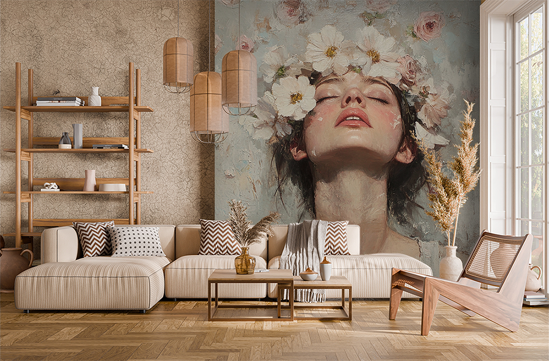 Wandgemälde Face in Blossom