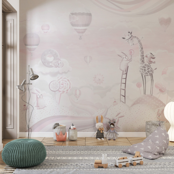 Wandgemälde einer Giraffe in einem Zauberland