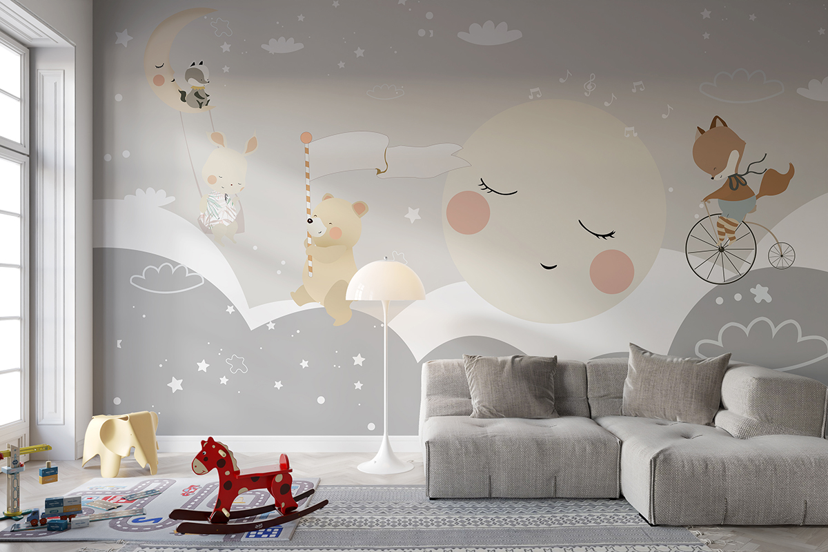 Fototapete Niedliche Tiere beim Ausgehen