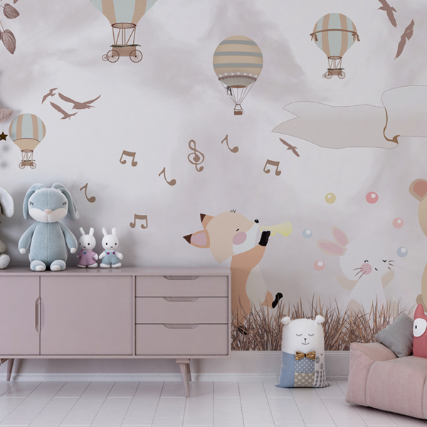 Wandgemälde mit musikalischen Tieren