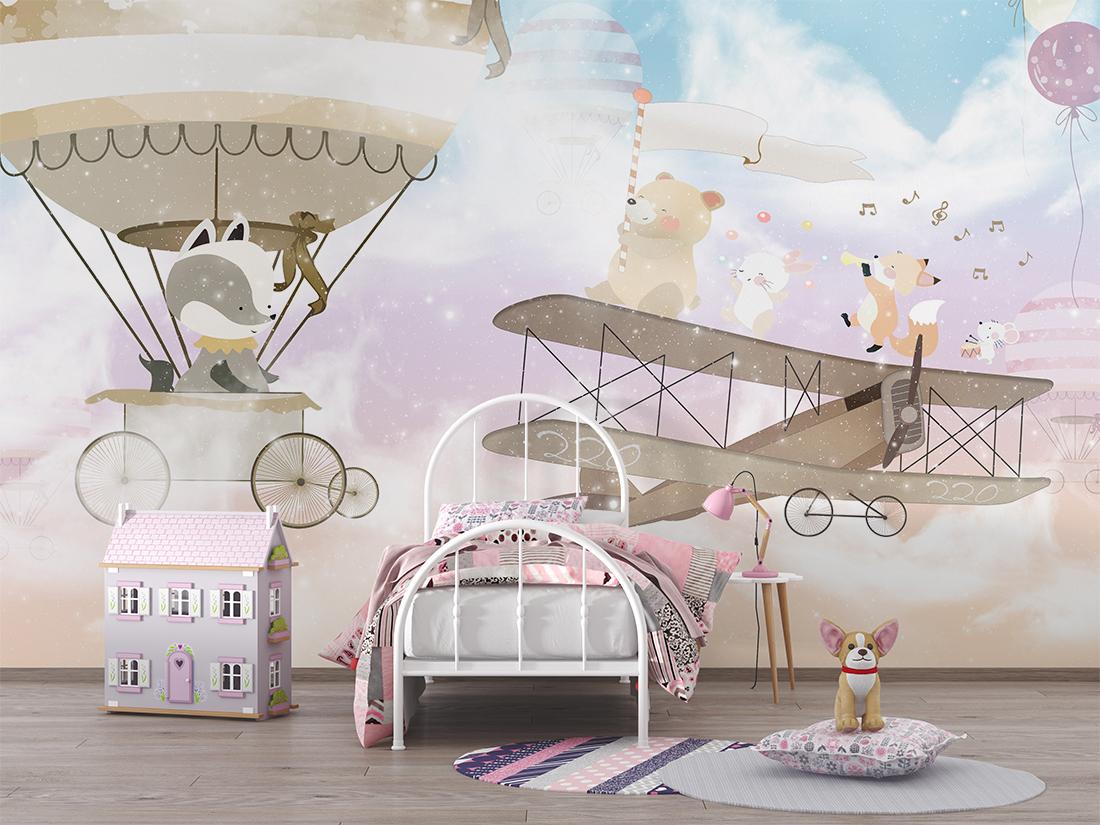 Fototapete Tiere auf einem Flugzeug