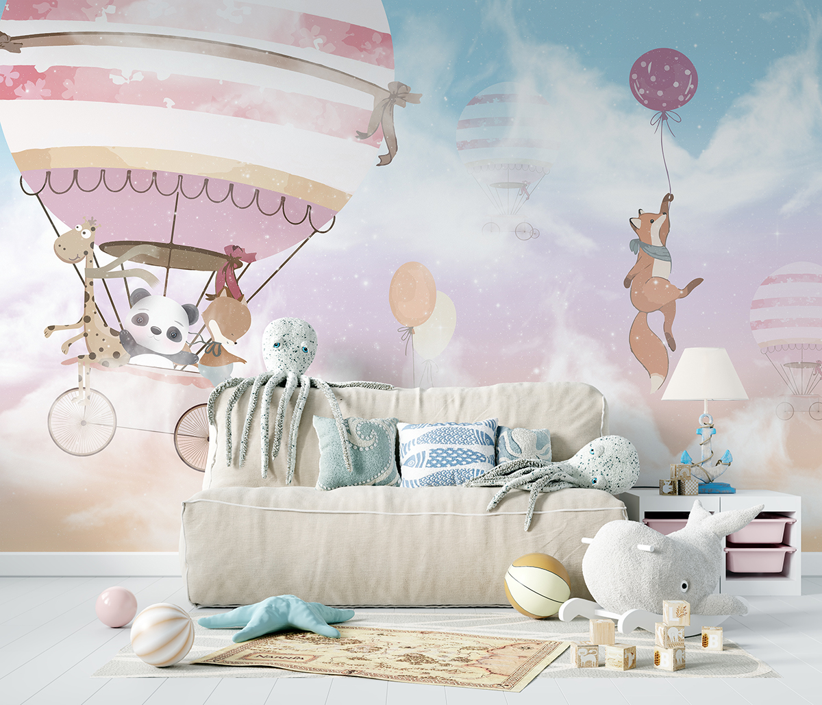 Bunte Wandmalerei Traum vom Fliegen