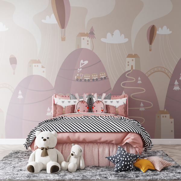 Fototapete Pink Mountain Village