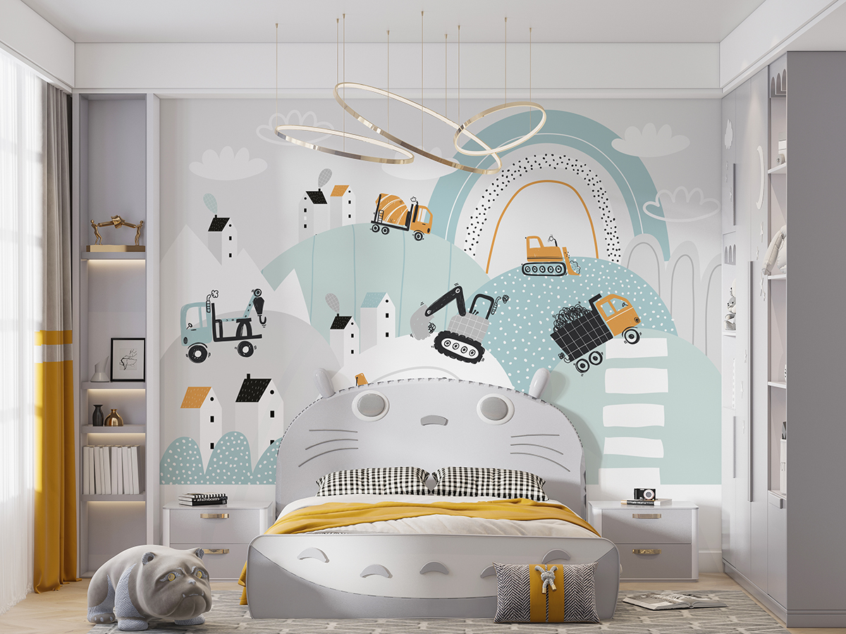 Wandgemälde mit Baufahrzeugen