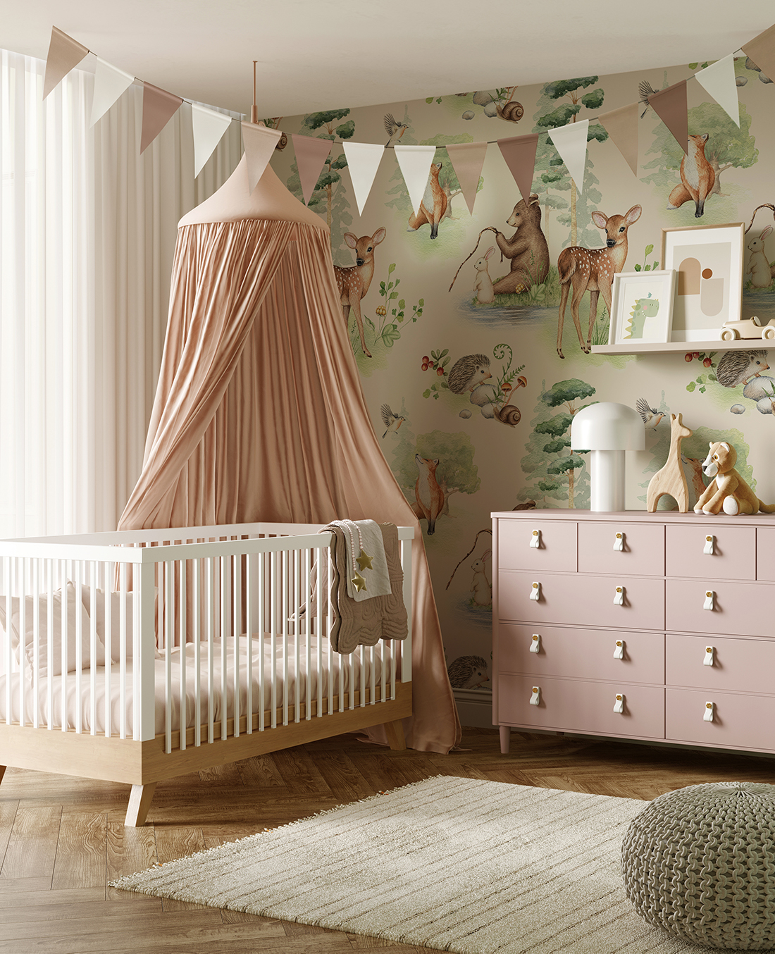 Fototapete Waldlichtung mit Tieren