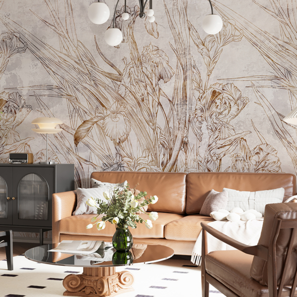 Wandgemälde Umriss von Blumen