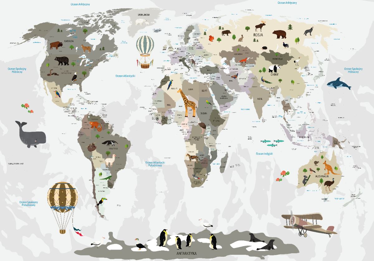 Fotomural Weltkarte auf Polnisch – Bild 3