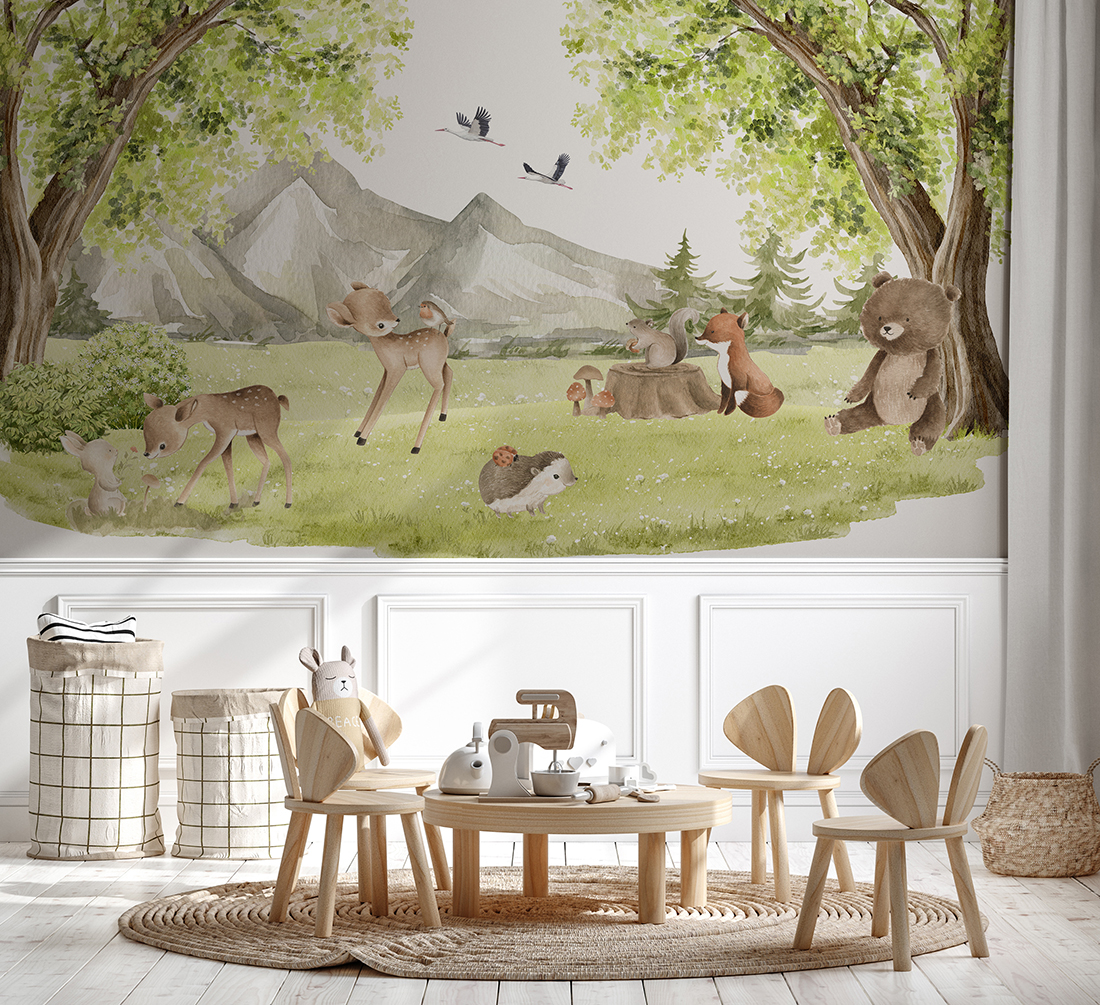 Fototapete Tiere bei einem Picknick