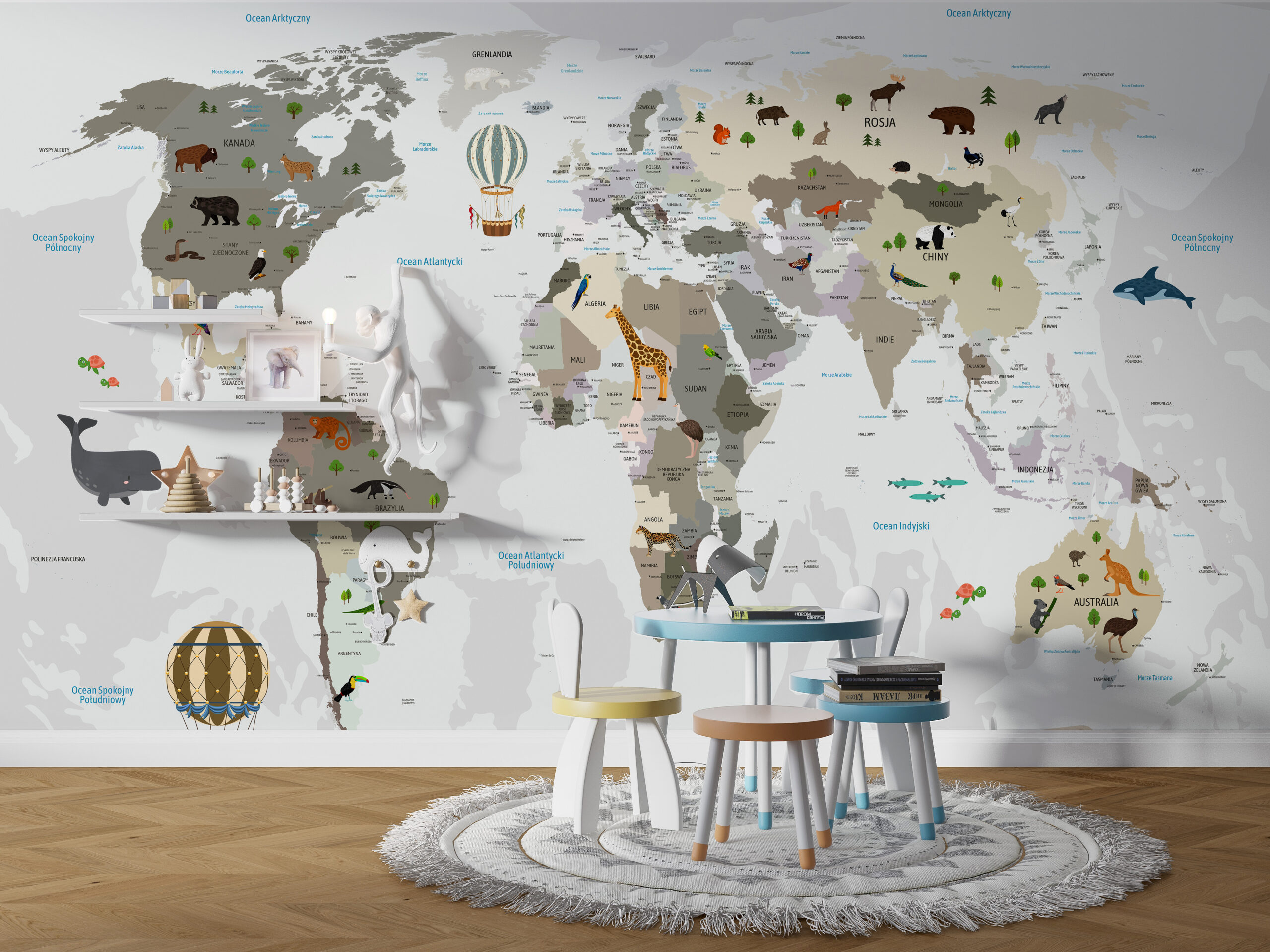 Fotomural Weltkarte auf Polnisch