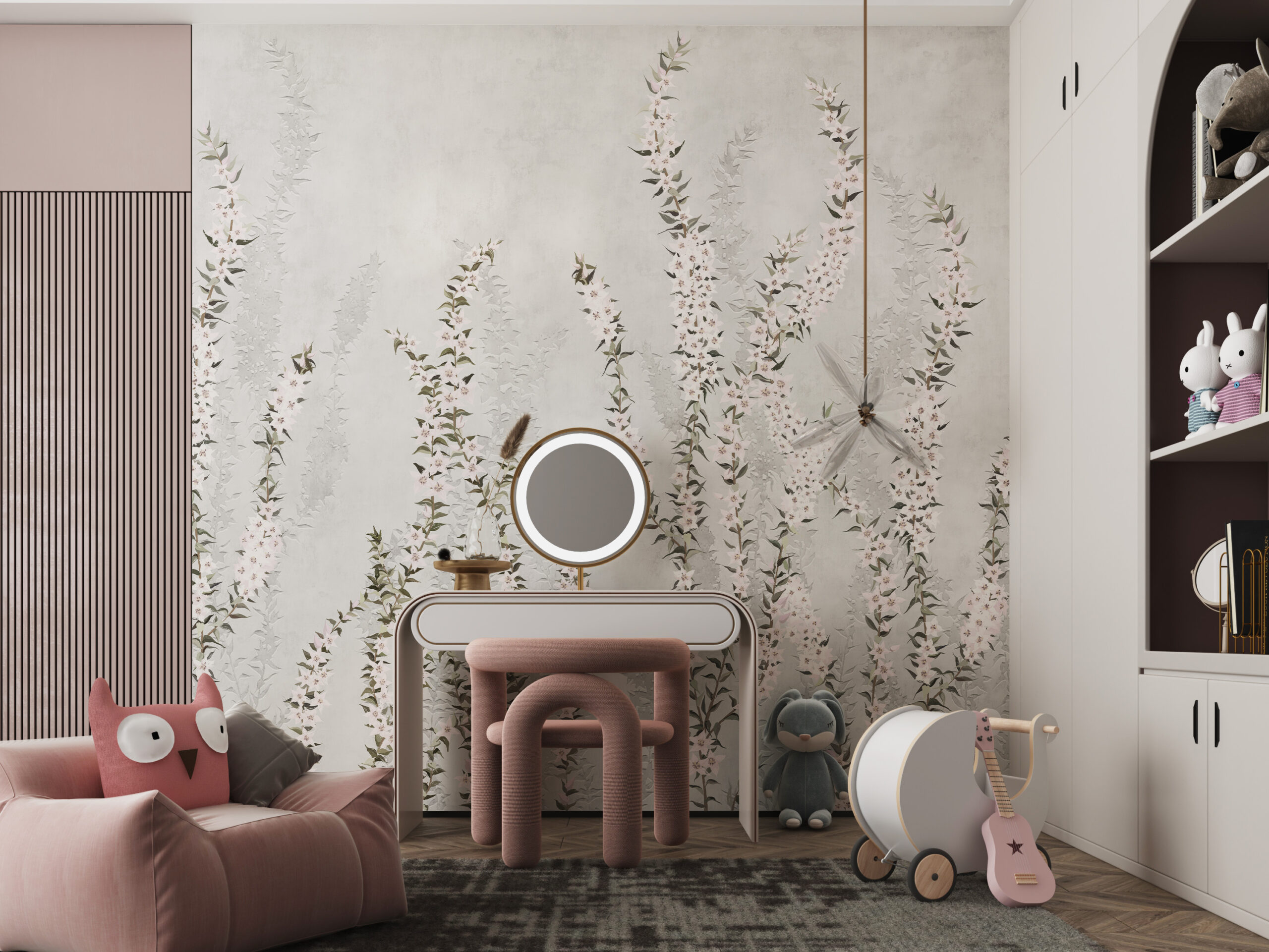 Wandgemälde mit Kletterblumen