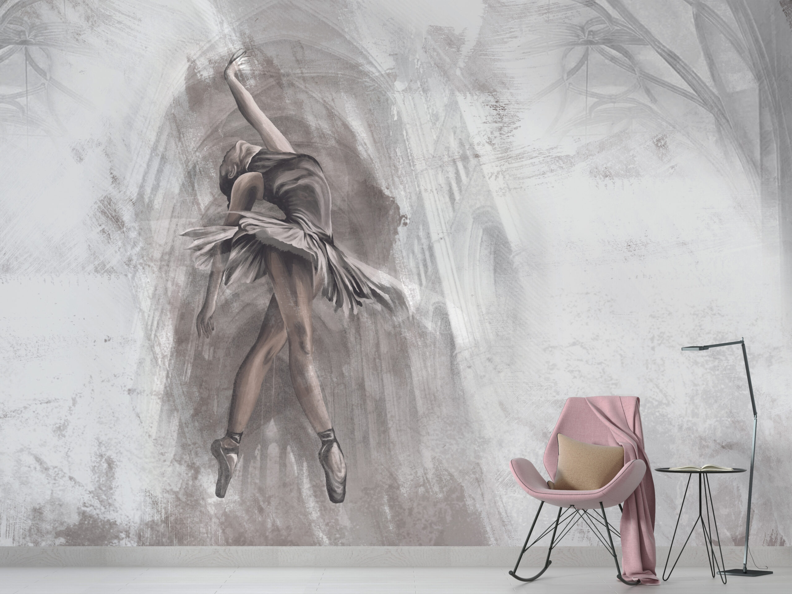 Wandgemälde einer Ballerina beim Tanzen