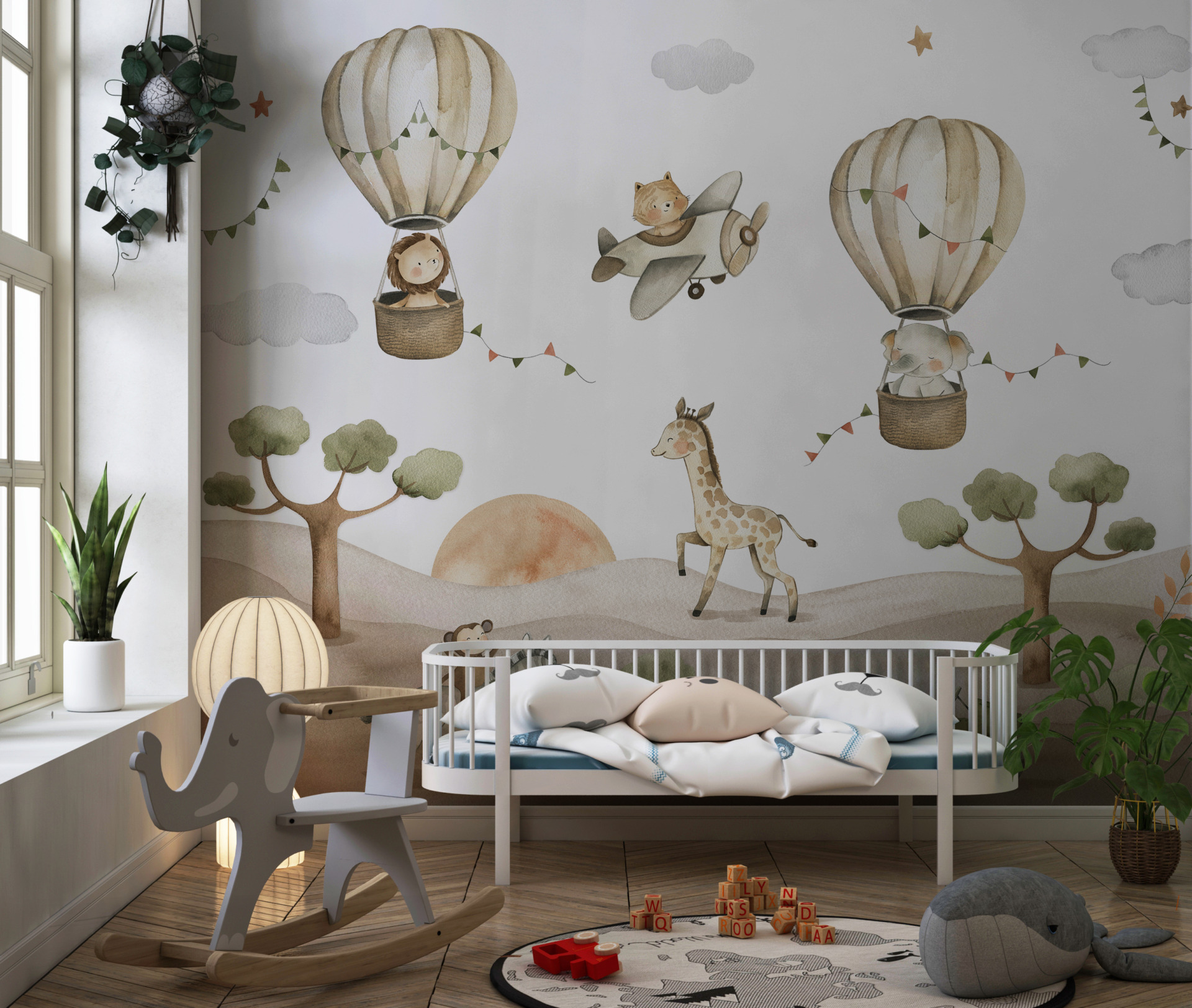 Wandbild Ballons über Afrika