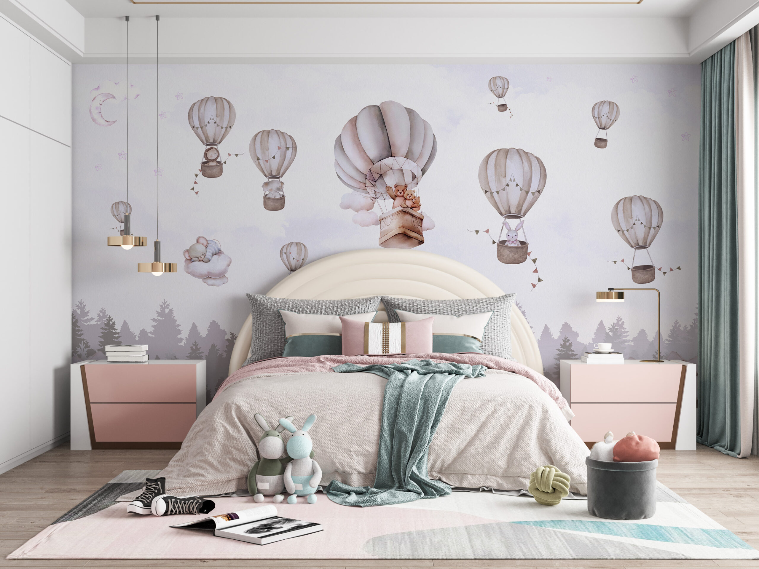 Fototapete Ballons über dem Wald