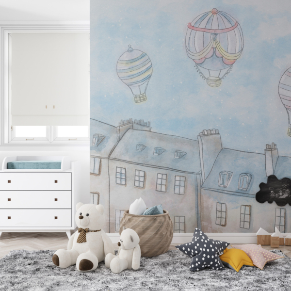 Hintergrundbild Ballons über der Stadt