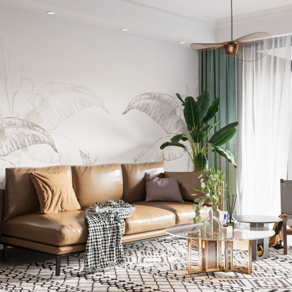 Fototapete eines Bananenbaums in Weiß