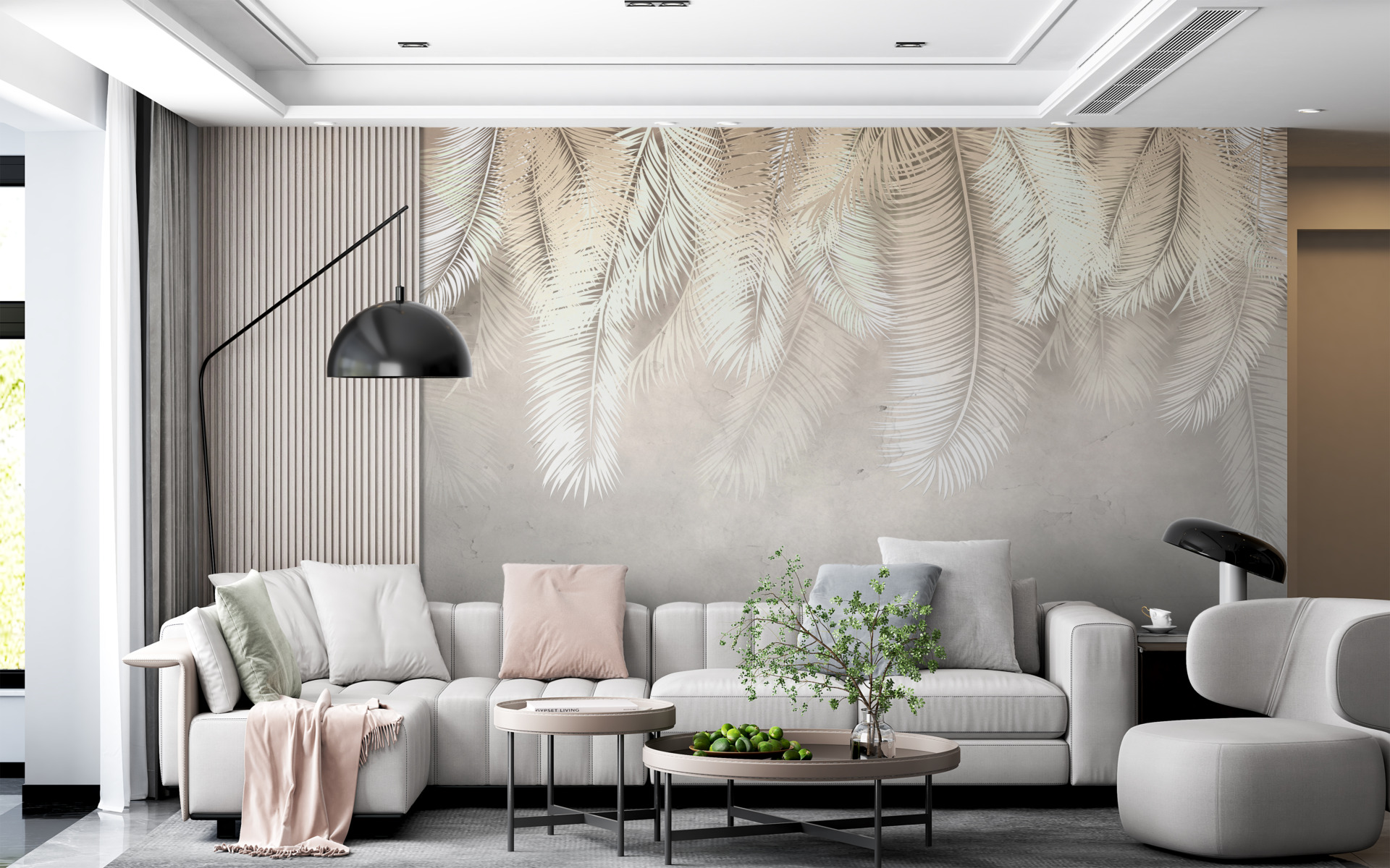 Fototapete Weiße Blattfedern