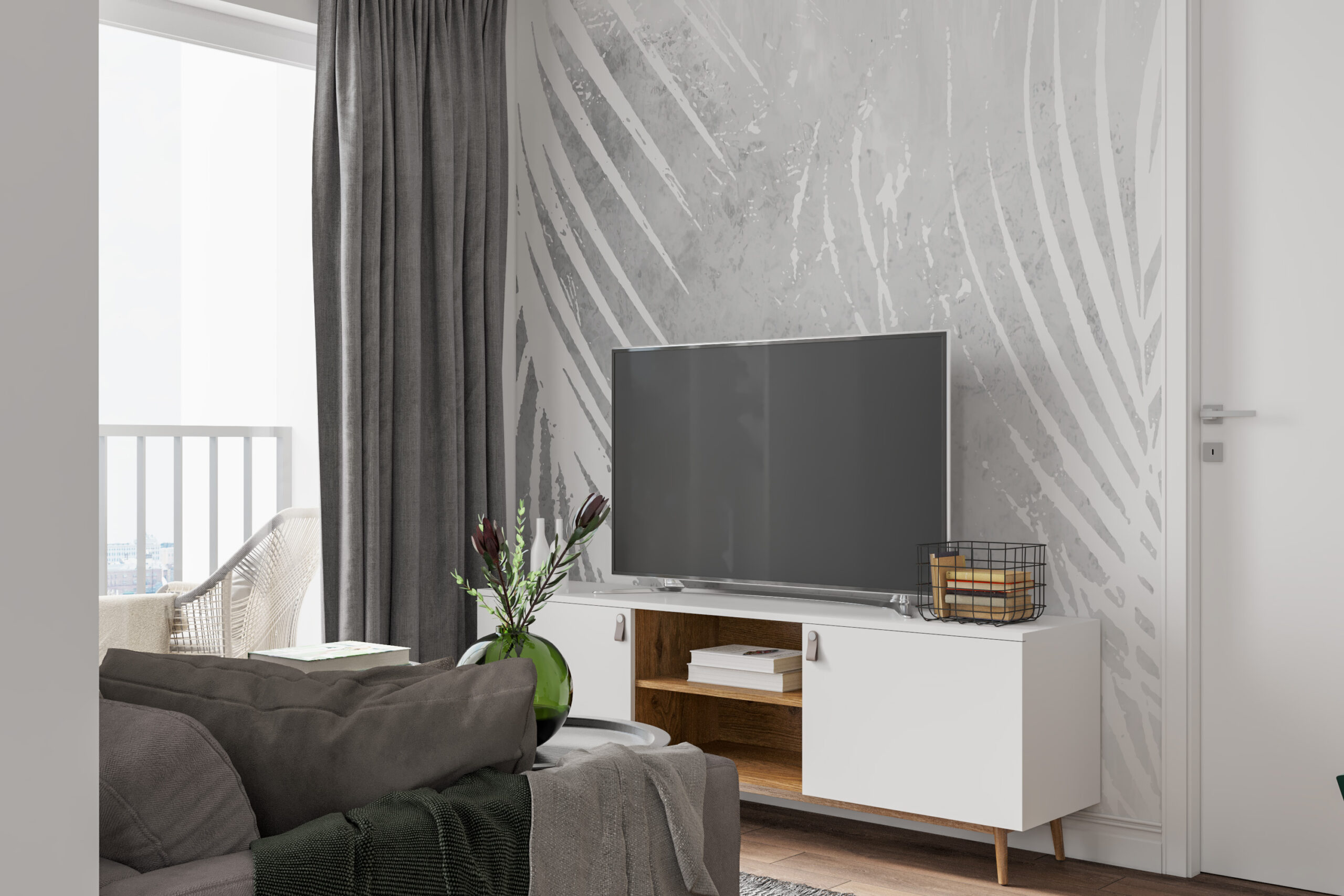 Fototapete Weiß Negativ von Blättern