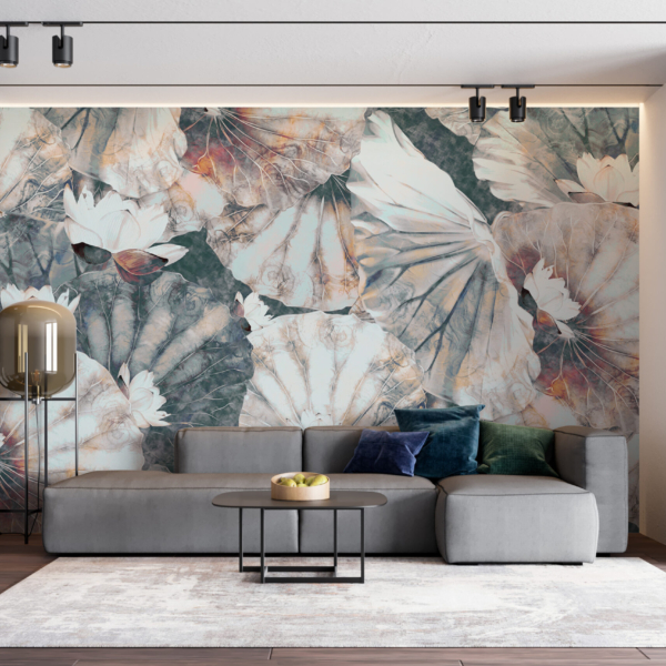 Wandmalerei mit Seerosen