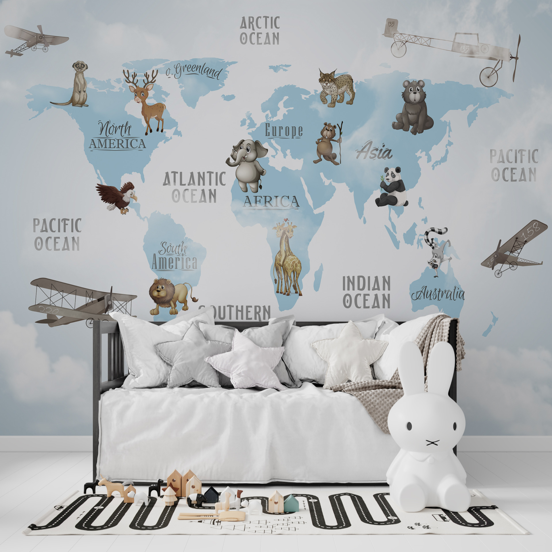 Fototapete Blaue Weltkarte