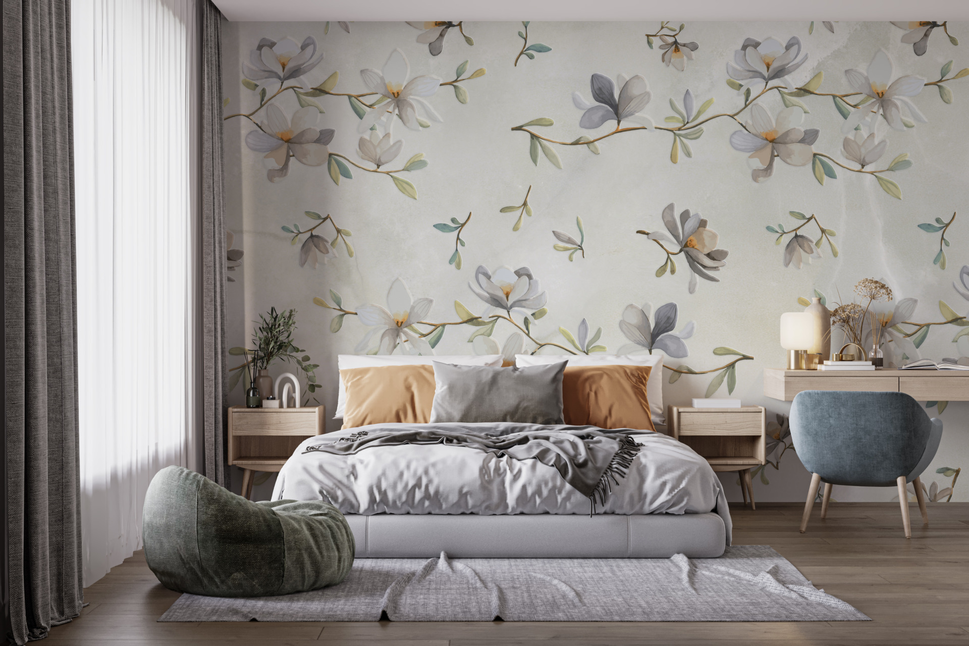 Fototapete Blaue Frühlingsblumen