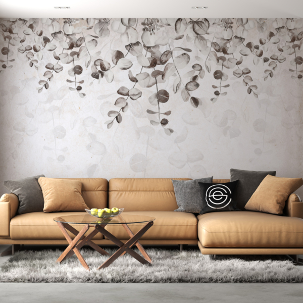 Fototapete Efeu in Grau