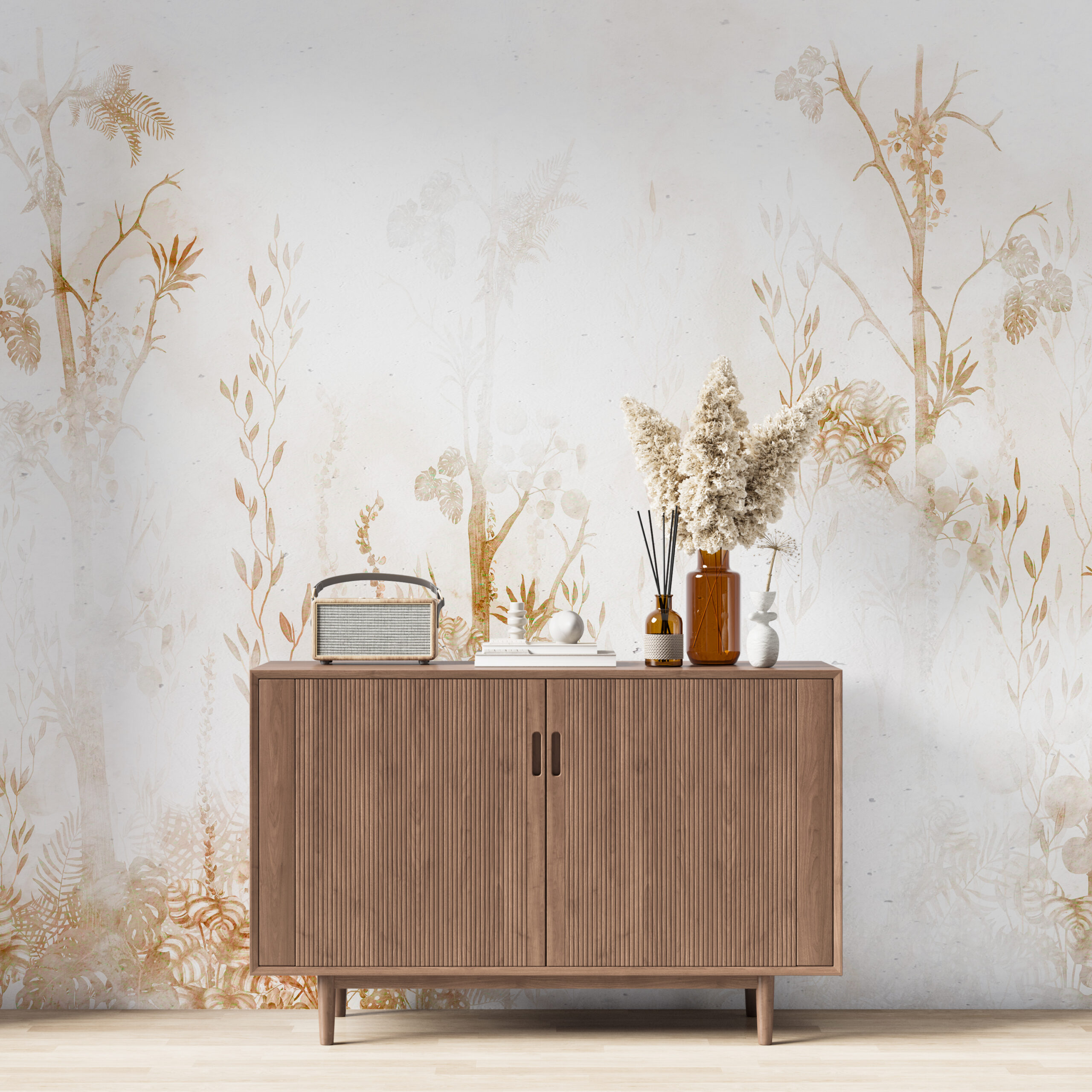 Fototapete Blätter in Grau – Bild 3