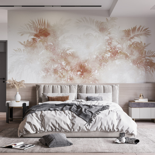 Fototapete Braun Palmen im Nebel