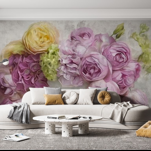 Fototapete Blumenstrauß aus lila Blumen